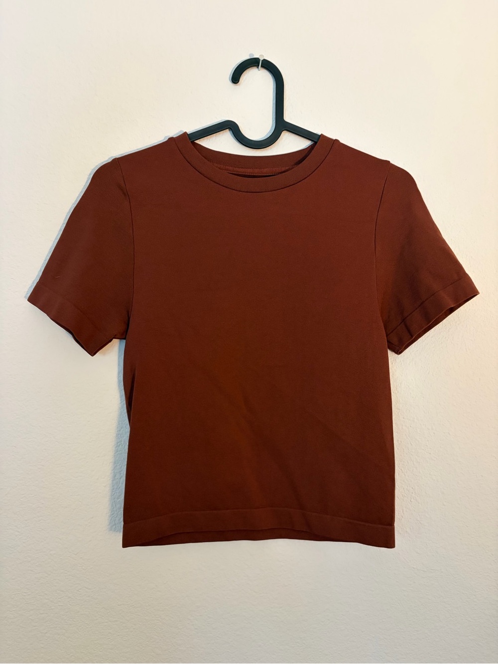 A New Day Simple Short-Sleeve Crop Tee in Rich Brown